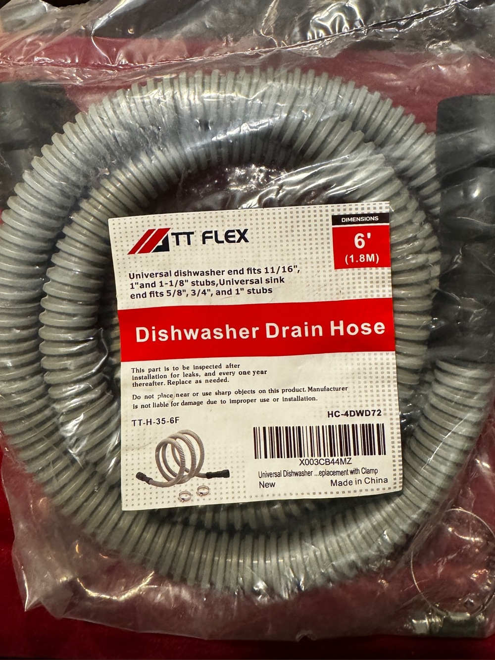 TT Flex Dishwasher Drain Hose Extension 6 Ft Discharge Hose  Flexible Dish NIB